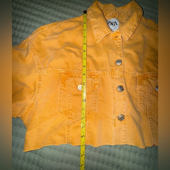 ZARA Cropped Jean Jacket – Dark Mustard / Burnt Yellow – Size L - Picture 6 of 13